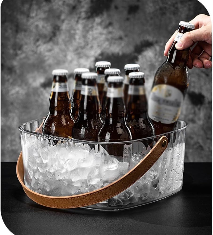 Ice Bucket Acrylic Champagne BucketFruit Storage BucketPortable Beer Ice BucketCommercial Bar Bucket Drinks and Wine Cooler
