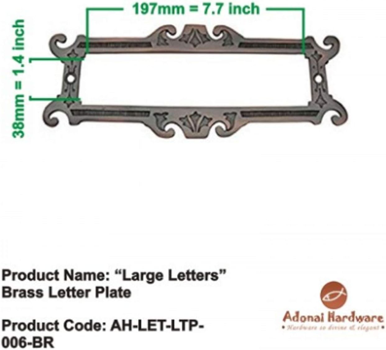 Adonai Hardware Large "Letters" Decorative Brass Letter Plate (Antique Brushed Nickel)