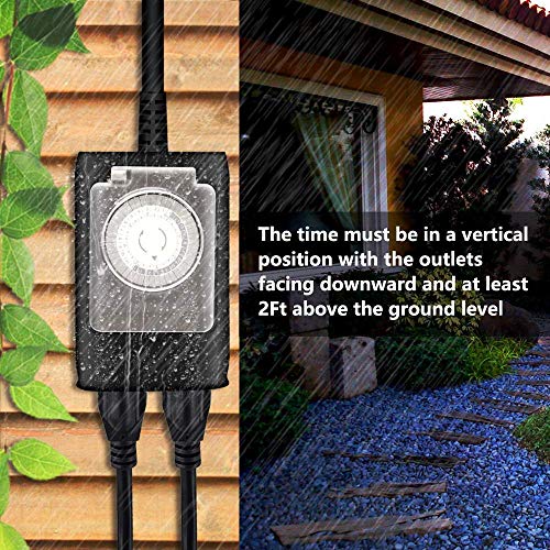 Kasonic 3-Outlet Grounding Adapter - 3 Pack + Outdoor Timer Outlet, 24 Hour Mechanical Timer Switch #TOP7
