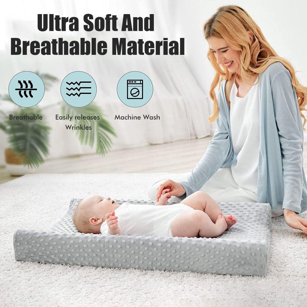 Wickelunterlagenabdeckung Wasserdichte Wickeltischlaken Atmungsaktive Wickelauflagen Für Babys (Gray+Pink) 2 Stück
