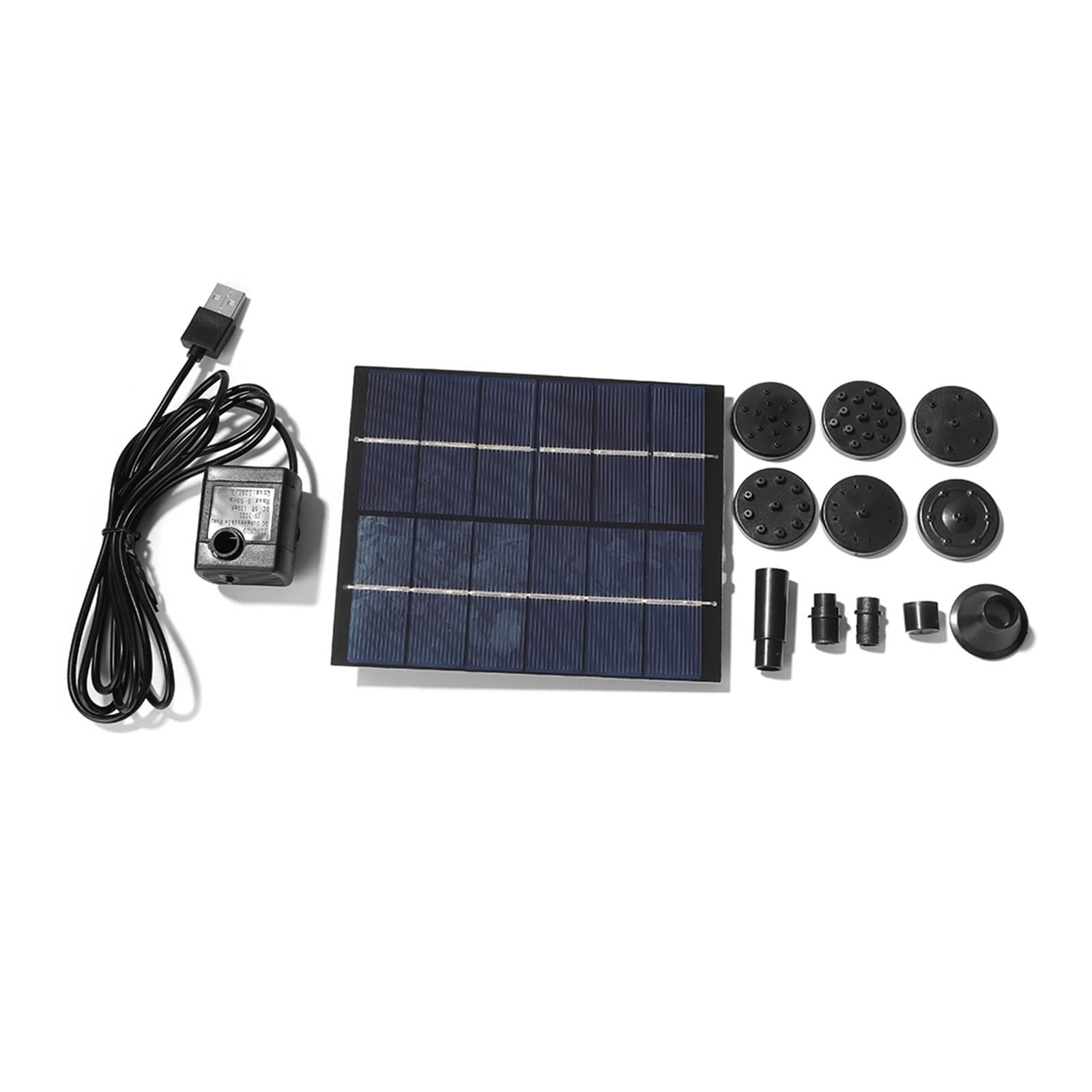 Joliane 2W 6V With 6 Sprays 3/5W Solar Water Pump With 6 Nozzles Fountain Pump Hydroponics Submersible Pump Decorative Props For Bird Bath Pond Garden Decor(2W 6V With 6 Sprays)