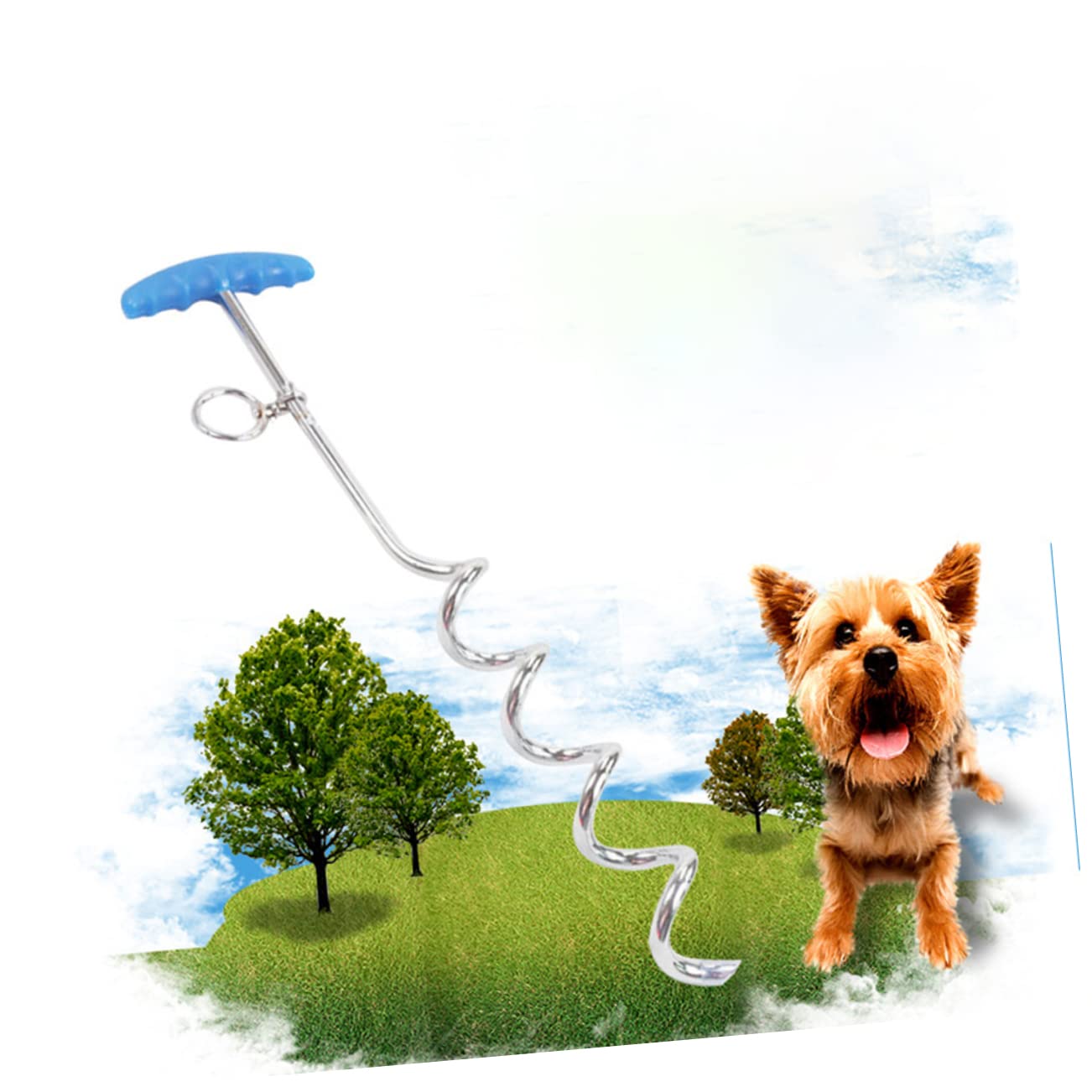 BESPORTBLE Estaca de Correa para Perros de Acero Resistente Diseño Espiral, Anillo Giratorio 360°, Tamaño Mediano, para Uso al Aire Libre, Camping y Mascotas Pequeñas, Medianas y Grandes