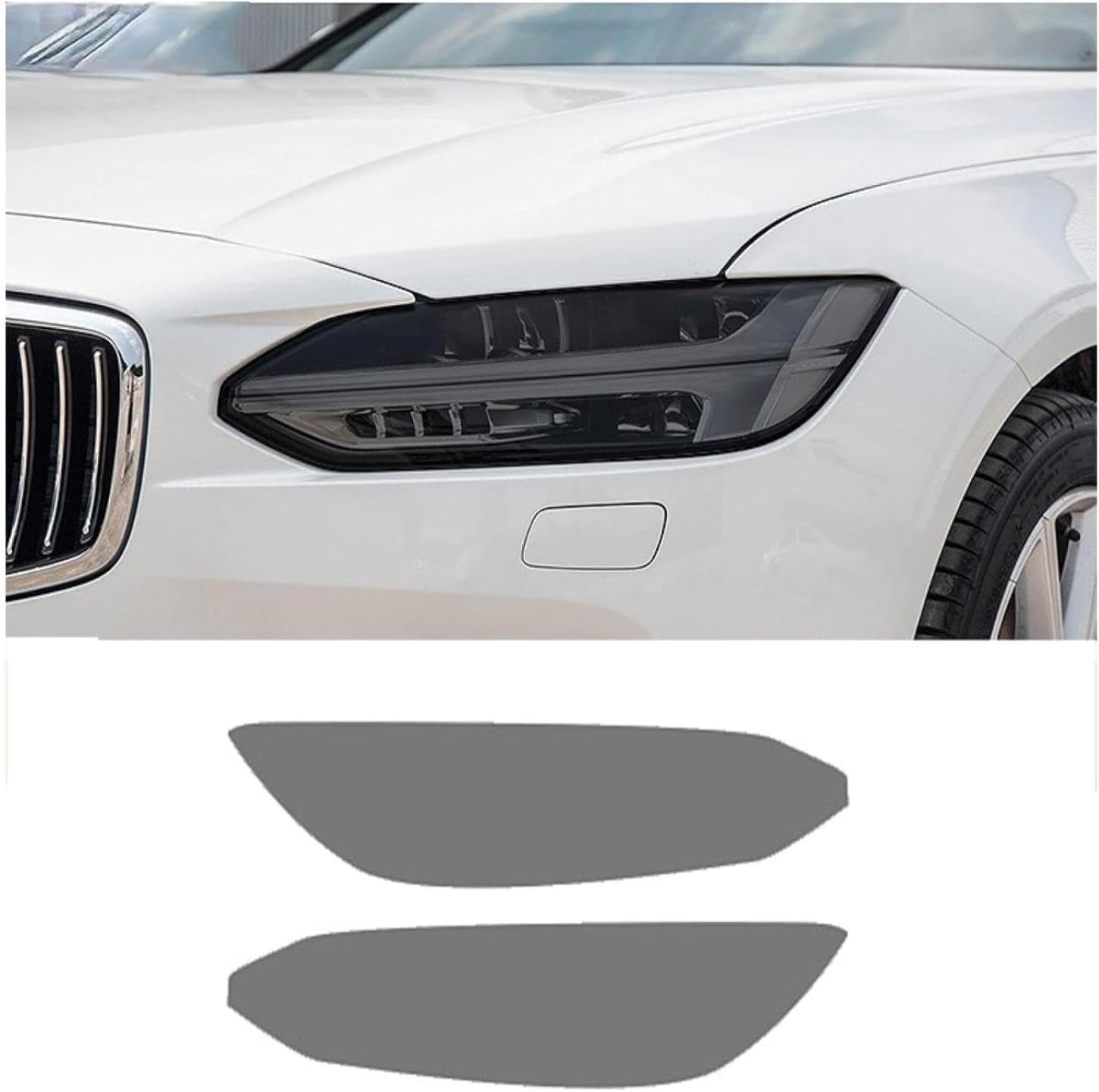 SamLng Car Front Light Film for Volvo V90 2017-2020 Car Headlight Film Front Light Transparent Blackened Moulding Vinyl Protection Sticker Car Light Film