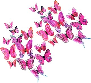 Cabilock 24Pcs Adesivos De Parede Removíveis Decalques De Parede De Berçário 3D Adesivos De Parede Borboleta 3D Borboleta Decoração Mural Decalque Adesivo Mural 3D Decoração De Parede