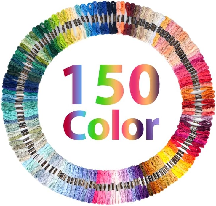 150 Color Skeins Rainbow Color Embroidery Floss๏ผCross Stitch Threads, Bracelet Yarn, Craft Floss