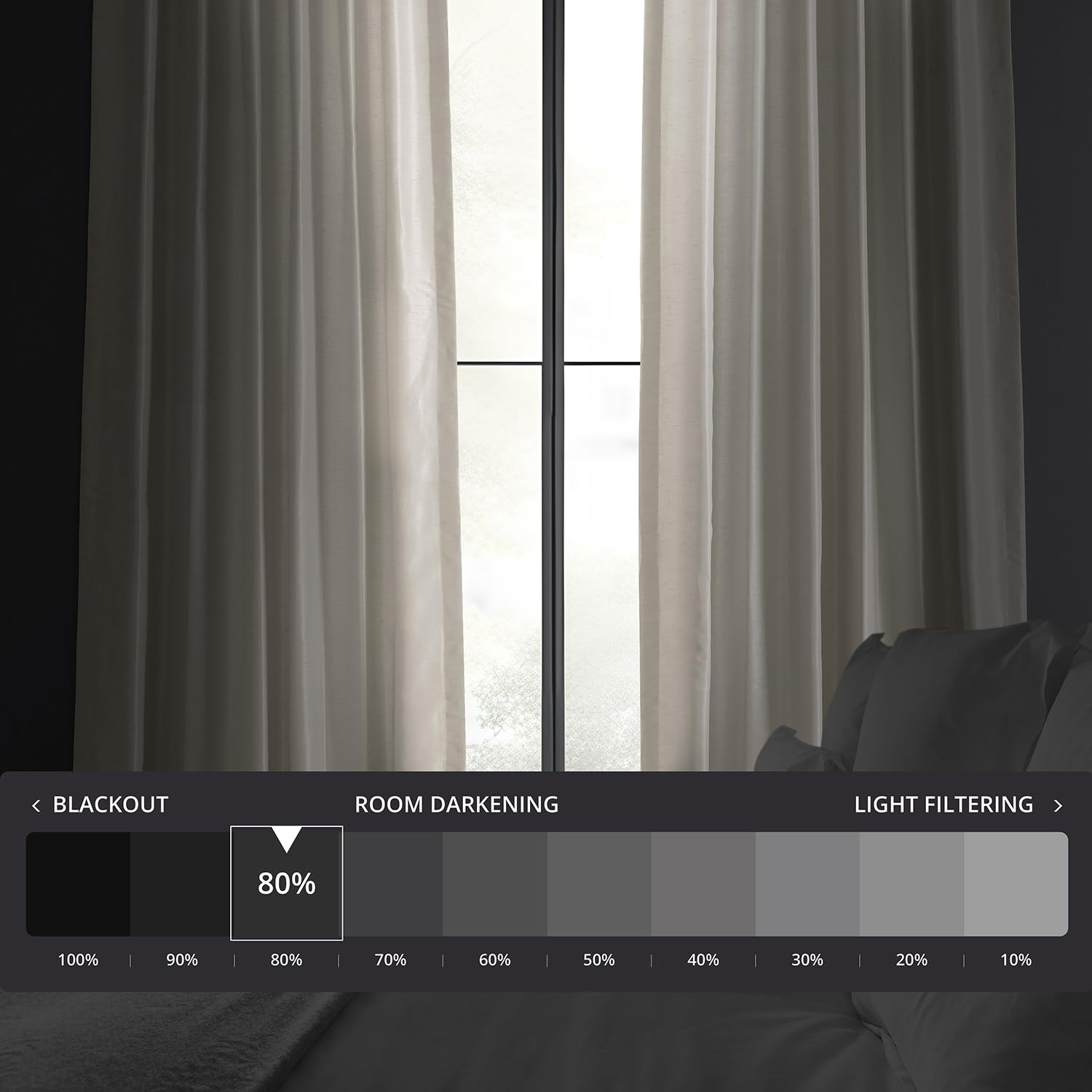 HPD Half Price Drapes Faux Dupioni Silk Curtain Vintage Textured for Room Decor 50 X 96 (1 Panel), PDCH-KBS21-96, Mist Grey - Image 2