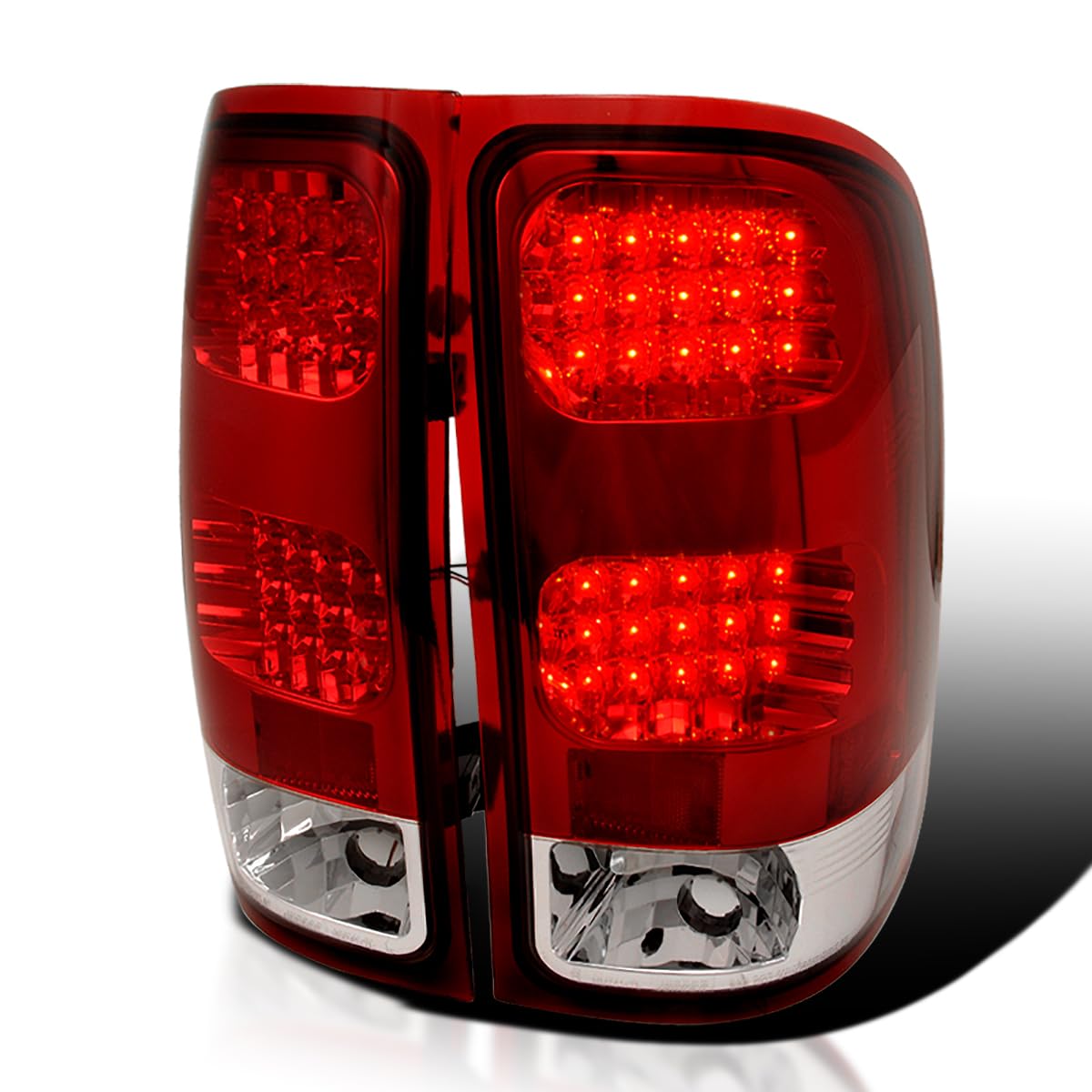 Spec-D Tuning Red Lens LED Tail Lights Compatible with 2007-2013 GMC Sierra 1500, 2007-2014 GMC Sierra 2500HD/3500HD, Left + Right Pair Assembly