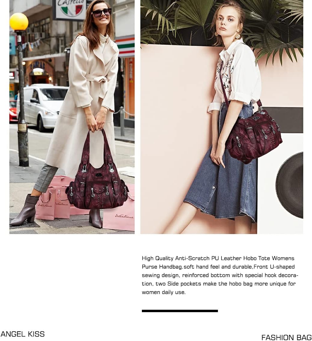 Angel Kiss Purses for Women Soft PU Leather Large Hobo Bags for Women Shoulder Bag | Soft, PU Leather, Large, Soft, PU Leather, Large - Image 2