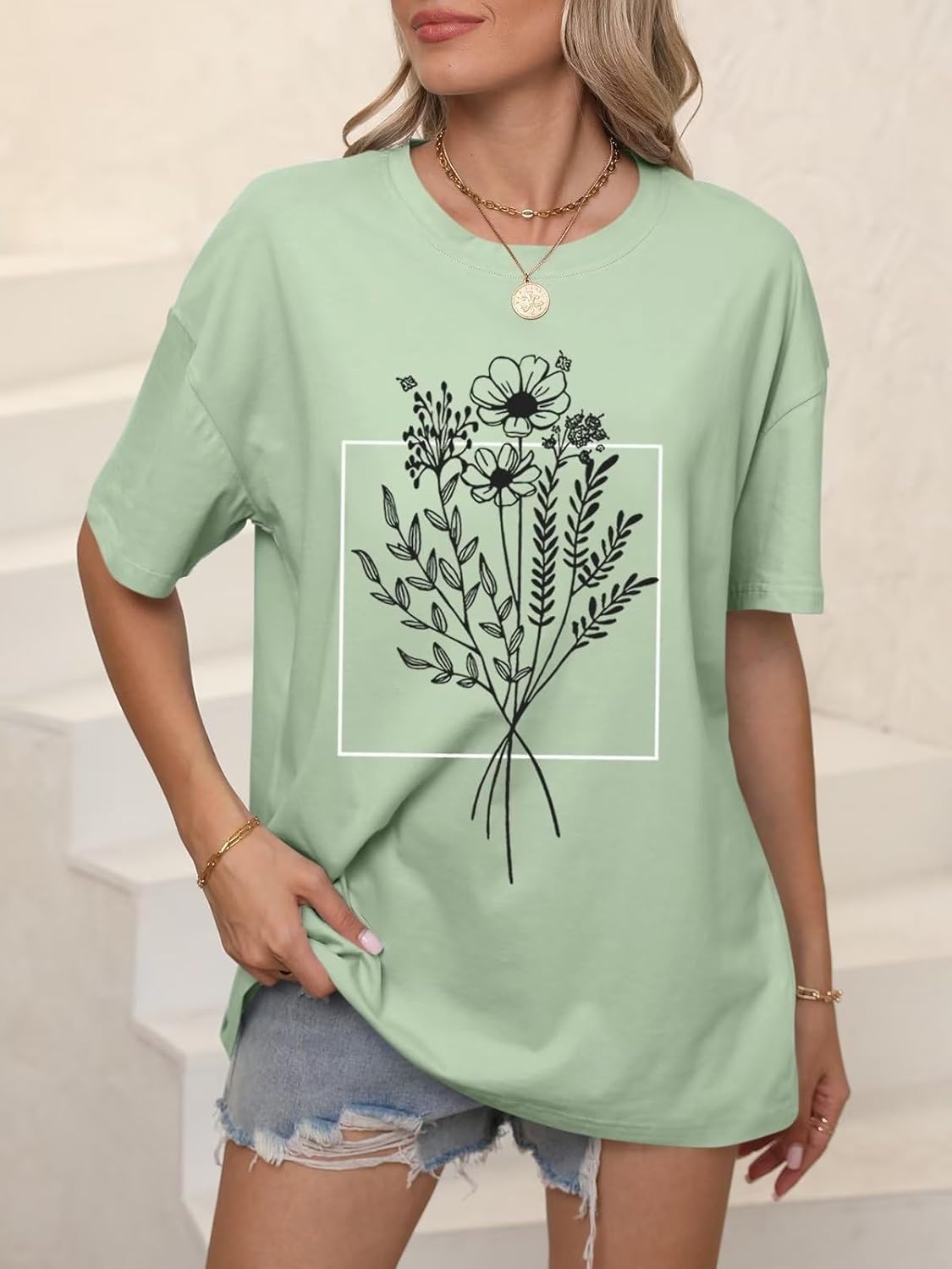 ORANDESIGNE Womens Oversized Cotton T Shirts Graphic Tees Short Sleeve Vintage Tops Casual Summer Clothes 2026 - Image 2