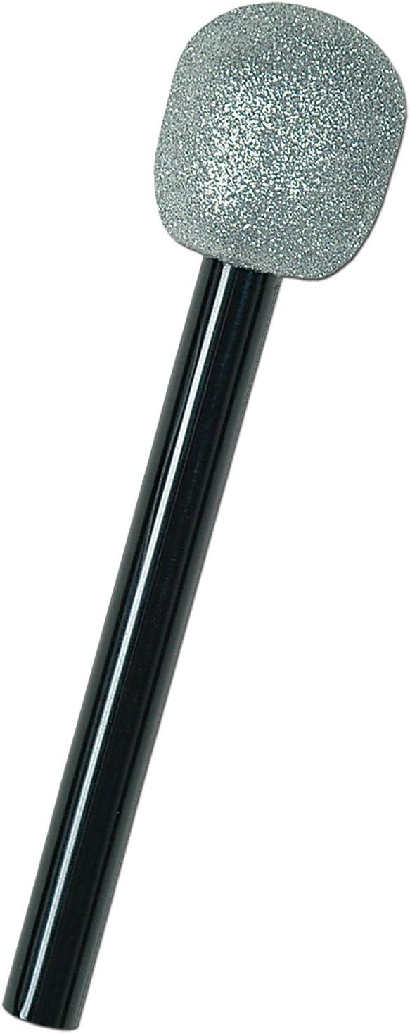 Beistle Silver and Black Glittered Microphone