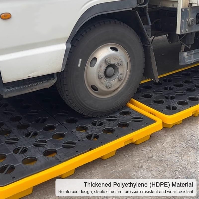 Spill Containment Pallet with Grating, Stackable Modular Paint Bucket Tray with Drain Outlet, Industrial Garage Low Storage Platform(Yellow-1 pcs,26x14.2x4.7in)