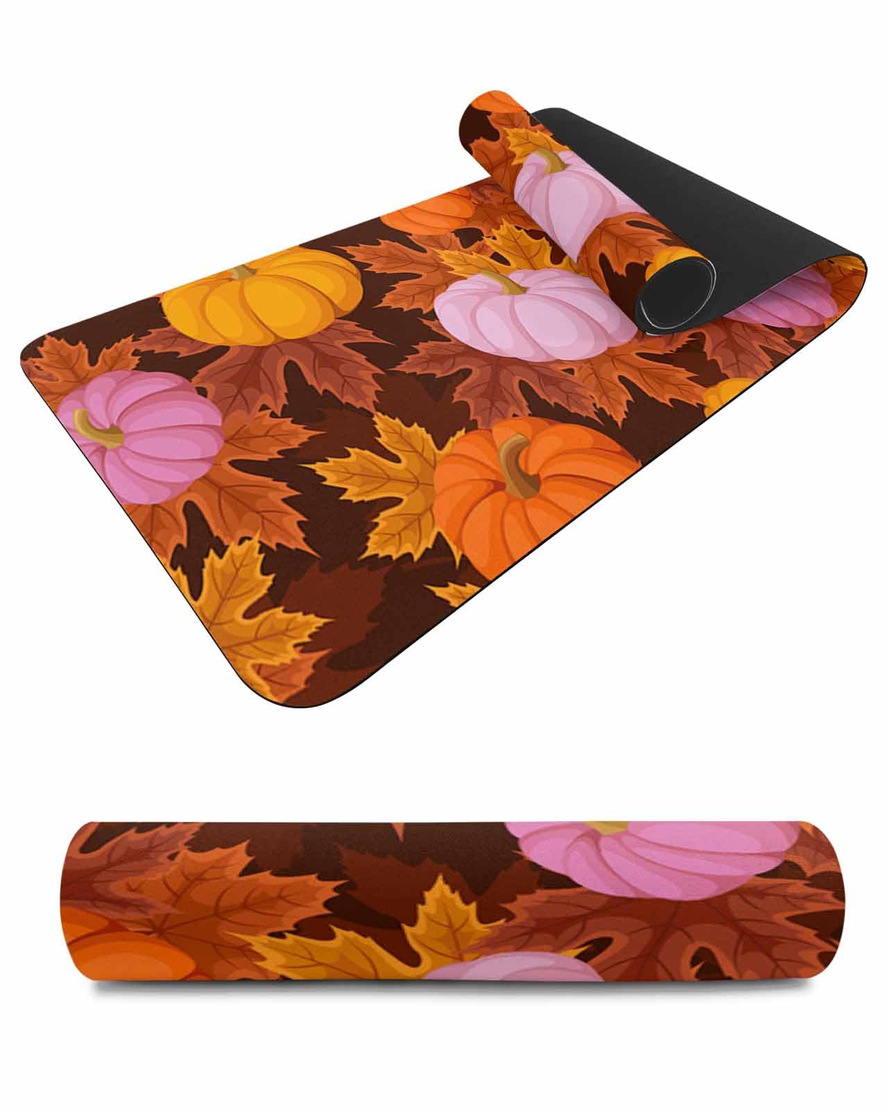 Debedcor Heat Proof Table Pads Waterproof Decorative, Fall Pink Orange Yellow Pumpkins Non-Slip Table Countertop Protector, Thanksgiving Maple Insulation Mat for Kitchen Room, 40 x 12 Inches