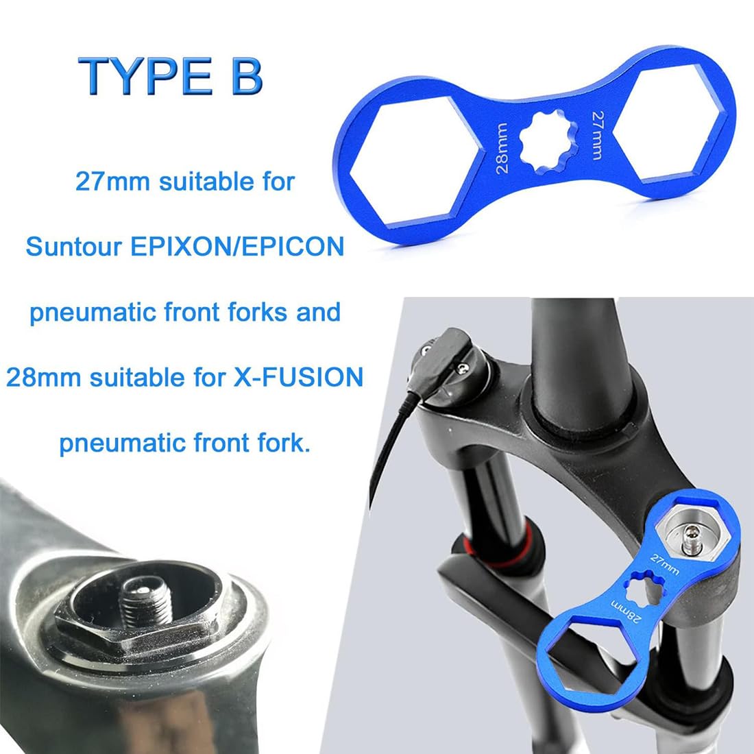 Chiave Rimozione Forcella Mountain Bike SHYYOULQE | Per Suntour XCM XCR XCT, In Lega Alluminio Blu, Spessore 4 Mm