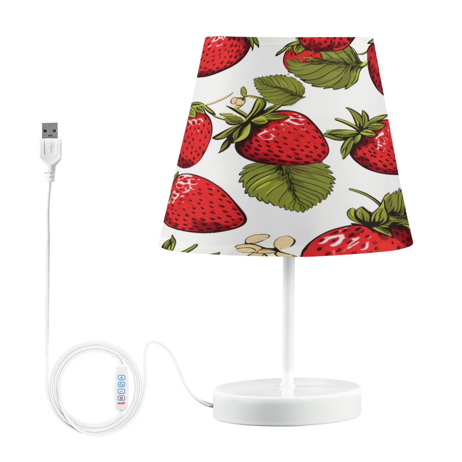 Bolaz Red Strawberry Table lamp for Bedroom, 3 Colors Nightstand Light Lamp with LED Bulb Bedside Lamps for Living Room Desk, S