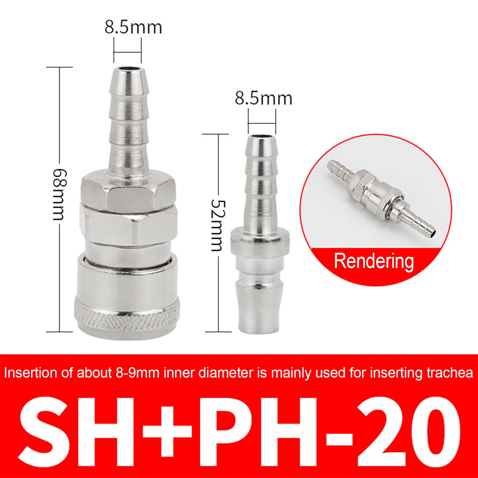 TICFOX Compressed Air Coupling, Quick Coupling Compressed Air ShPH20 for Hoses Coupling Plug, Air Line, Hose - Image 2