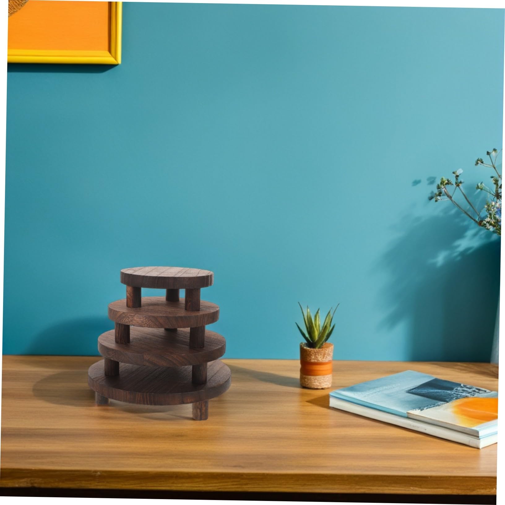 Hemobllo 4pezzi Alzata in Legno Piedistallo Rotondo Espositore in Legno per Piante Opere d Arte Artigianato Alzate Espositive per Uso Domestico Dettaglio