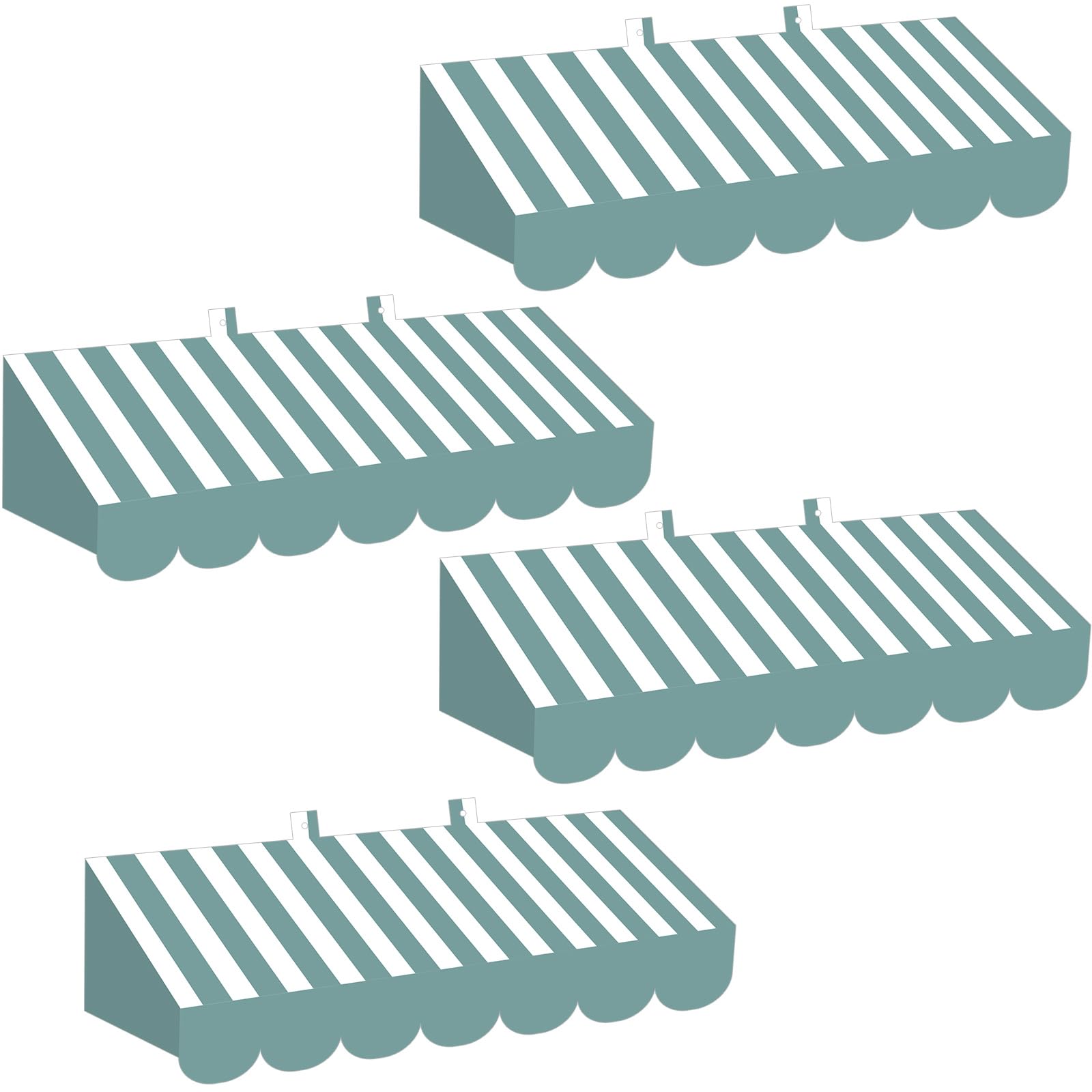 Tallew 4 Pcs 3D Cardboard Awning Wall Decor, Stripe, Blue