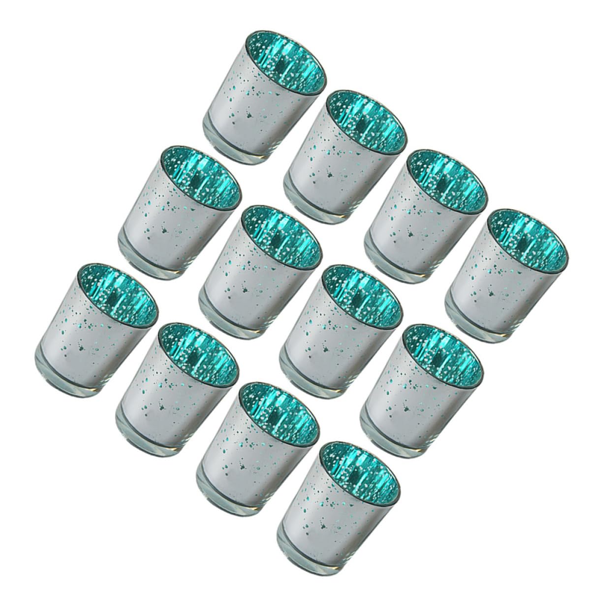 ORFOFE Set di 12 Pezzi Candele e Portacandele in Vetro Blu Superficie Liscia, Porta Candela Vetro Elegante per Centrotavola Matrimonio e Feste Nuziali