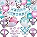 Narwhal Birthday Party Supplies Kit, Narwhal Theme Birthday Decorations Include Narwhal Ballons, Narwhal Theme Cupcake Topper and Blue Birthday Banner Set for Kids Ocean Theme Birthday Party