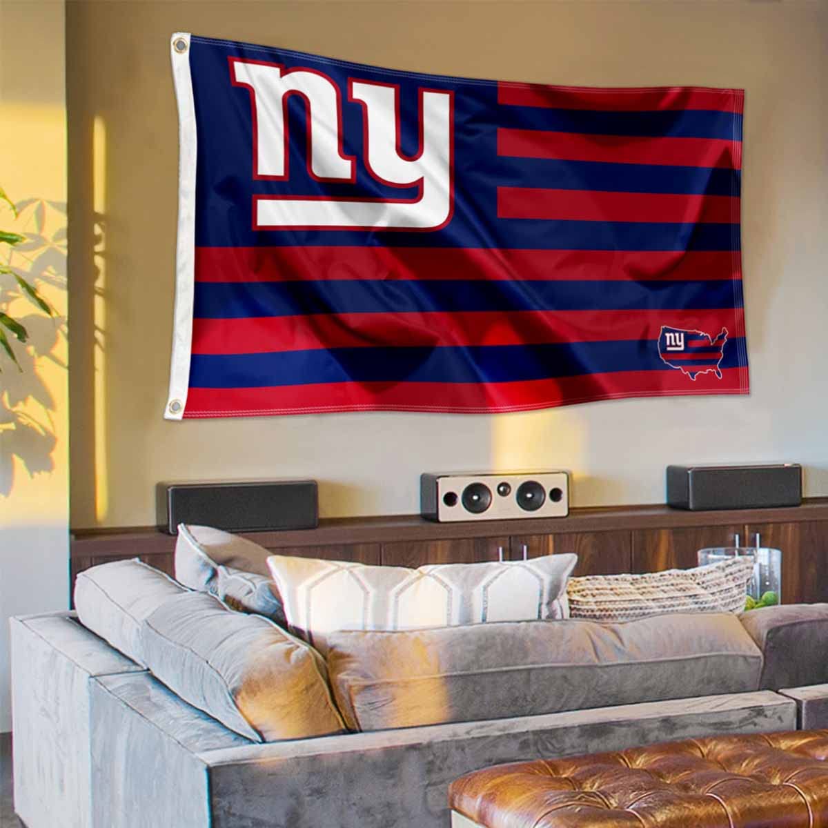 WinCraft New York Giants 3x5 Foot American Flag – Polyester, Grommets, Officially Licensed NFL Banner