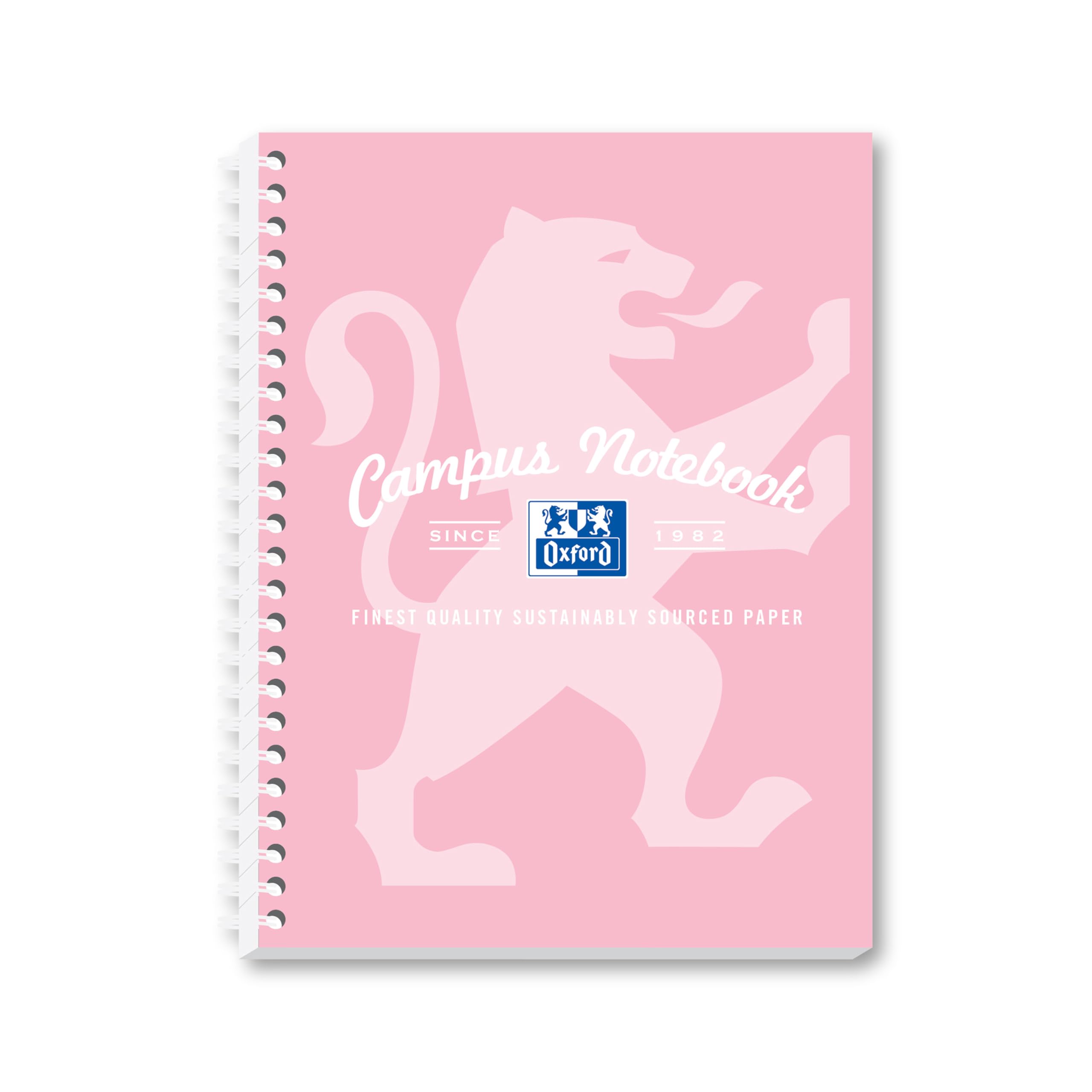 Oxford Campus A5 Notebook, Wirebound, 8 mm Lined with Margin, 140 Pages, Single Notepad, Pastel Colour, Optik Paper+