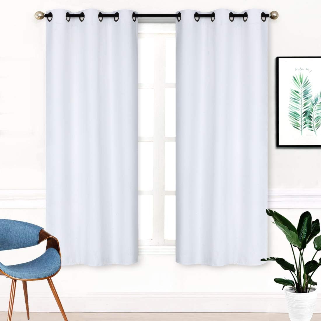 Better Home Style 2 Piece Solid Color 100% Blackout Room Darkening 2 Panels Window Treatment Curtain Insulated Drapes for Any Window with Grommets M3784 (Ivory, 2 Panels 36" W X 84" L Each)