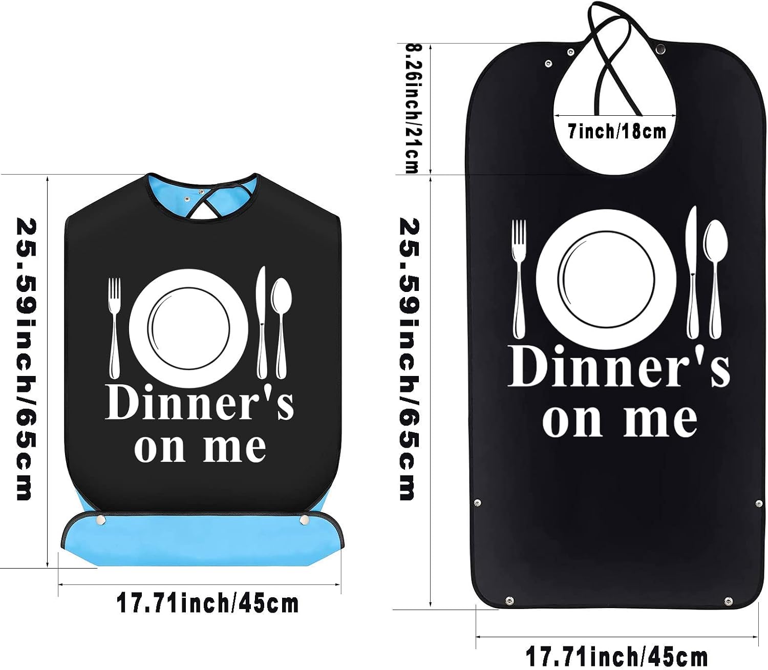 BWWKTOP Dinner's On Me Adult Bibs With Crumb Catcher Gag Pranks Bib Gift Adjustable Dining Clothing Protectors For Elderly