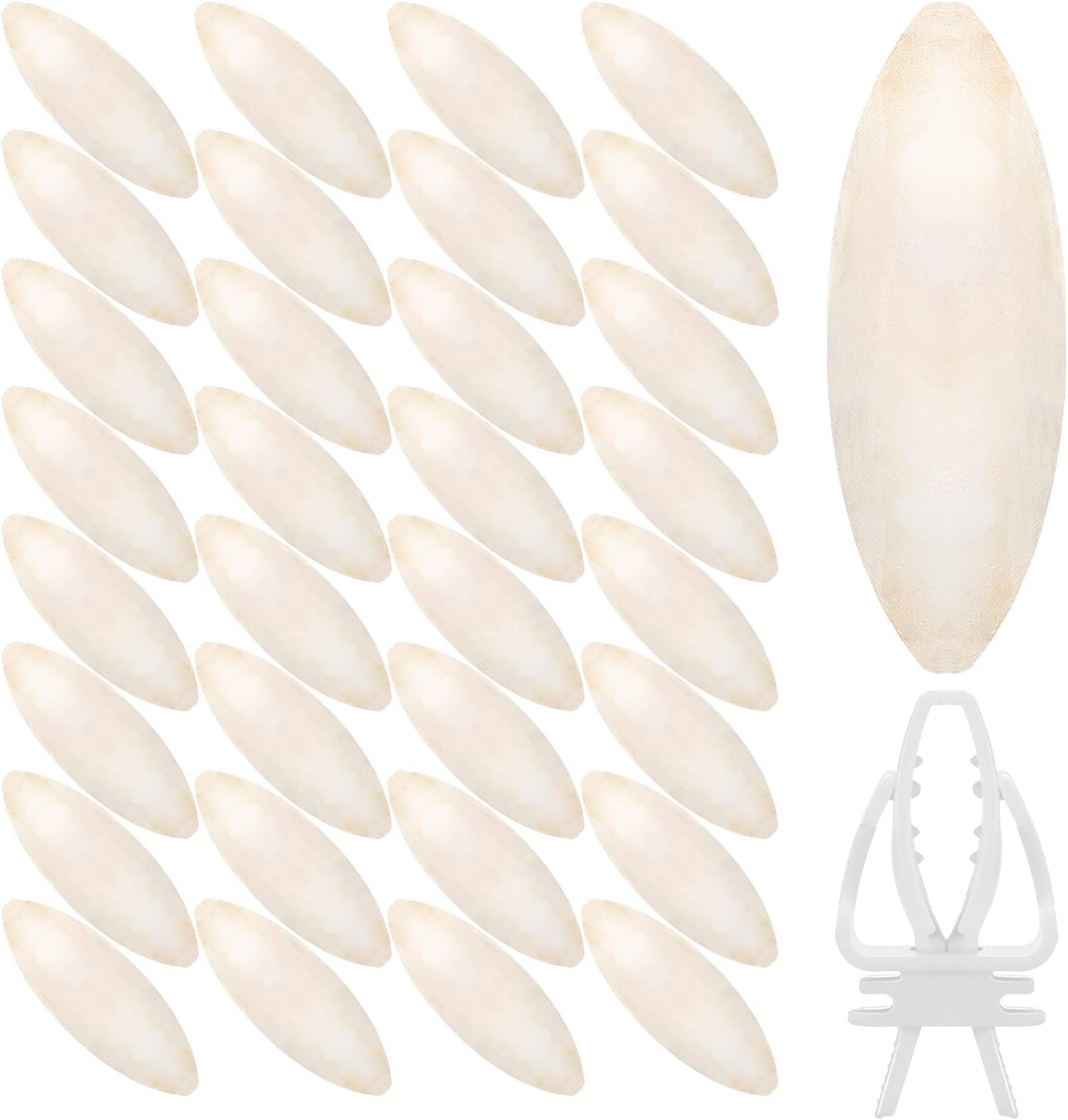 40 Pcs Cuddle Bone Cuttlefish Bone 3.0" to 3.5" Cuttlebone for Birds with 1 Parakeet Cuttlebone Holder Bird Cage Food Clip, Parakeet Toys Chew Toy for Birds Parrots Cockatiels Budgie Snails Reptiles
