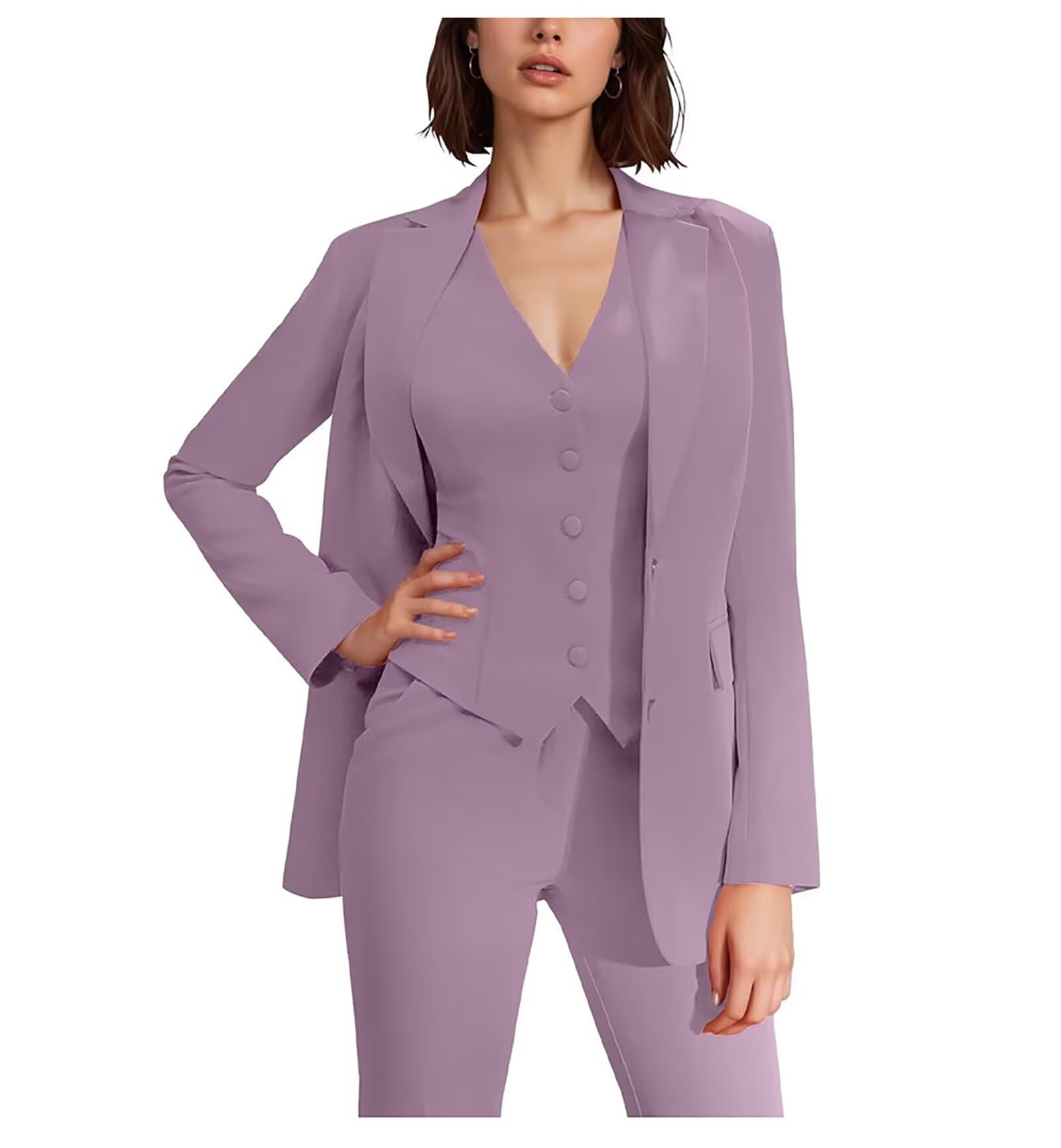 Women Suits 3 Piece Work Outfits for Women Bussiness Formal Slim Fit Blazer Vest Pant Set Prom Tuxedo