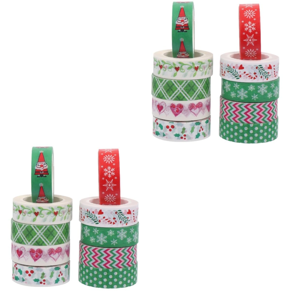 Lurrose 2 Set Di Nastri Artigianali Nastri Artistici Nastri Washi Multiuso Nastri Di Carta Natalizi Design Per Confezioni Decorative 10 Pezzi*2