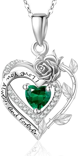 Zeuslia Birthday Gifts for Wife Mom Grandma Her Sterling Silver Rose Heart Neckl