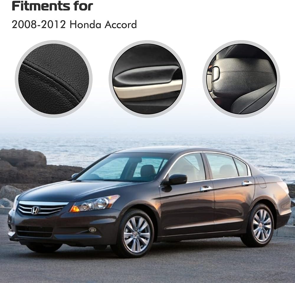 A ABIGAIL Compatible with 2008 2009 2010 2011 2012 Honda Accord Sedan Center Console Armrest Cover & Front Door Panels Armrest (Black)