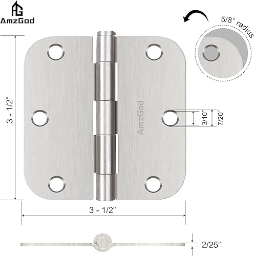 Vista 11 de Bisagras de puerta color negro mate, paquete de 108 bisagras negras para puerta de 3.5 pulgadas, bisagra de puerta interior redondeada con esquinas
