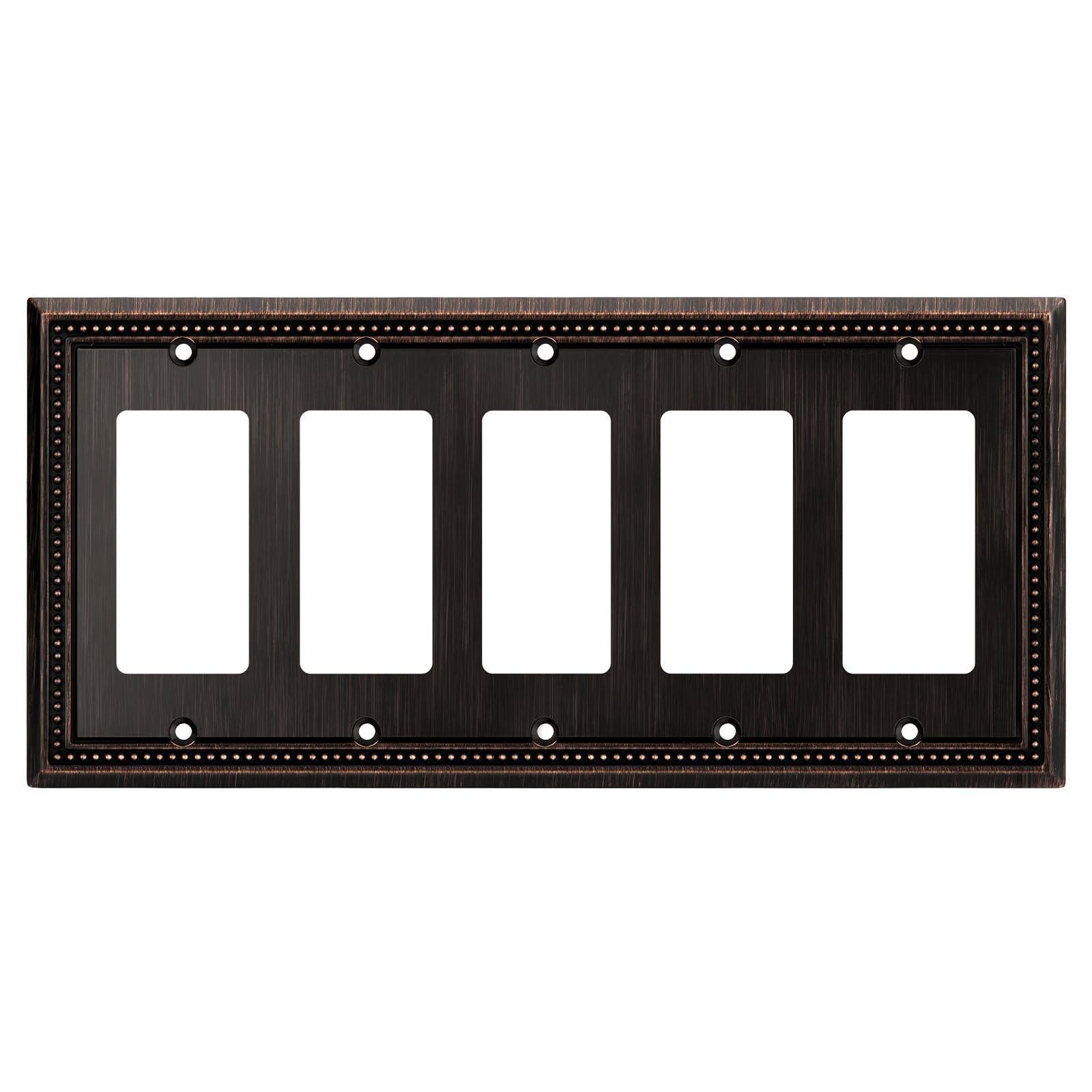 Henne Bery Sunken Pearls Heavy Duty Decorative Wall Plate Switch Plate Outlet Cover (5-Gang Decorator, Aged Bronze)