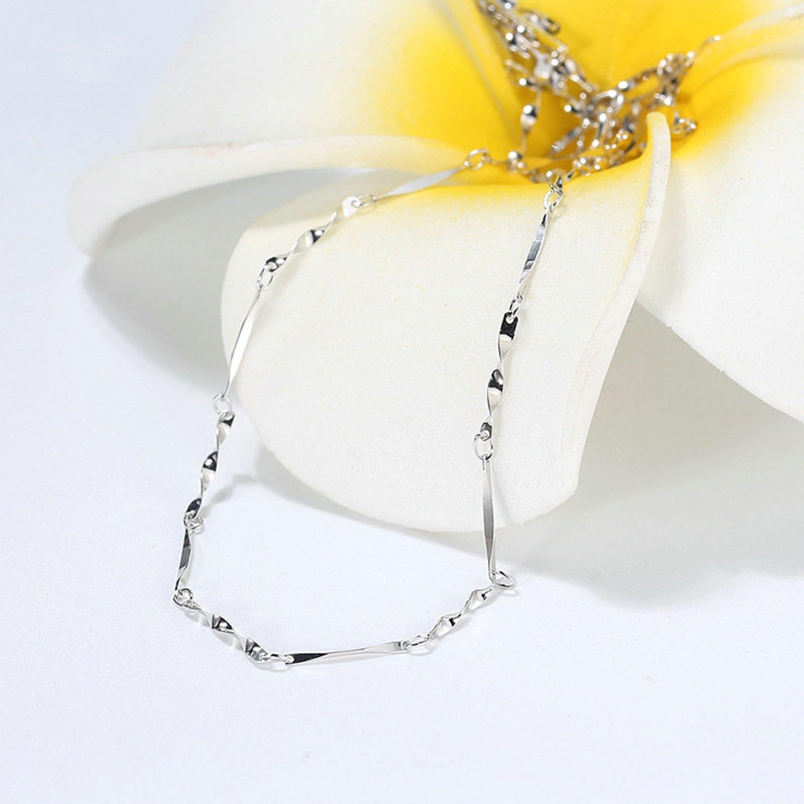 Collares de cadena para mujer, collar de cadena de 45 cm, color plateado, No es una piedra preciosa