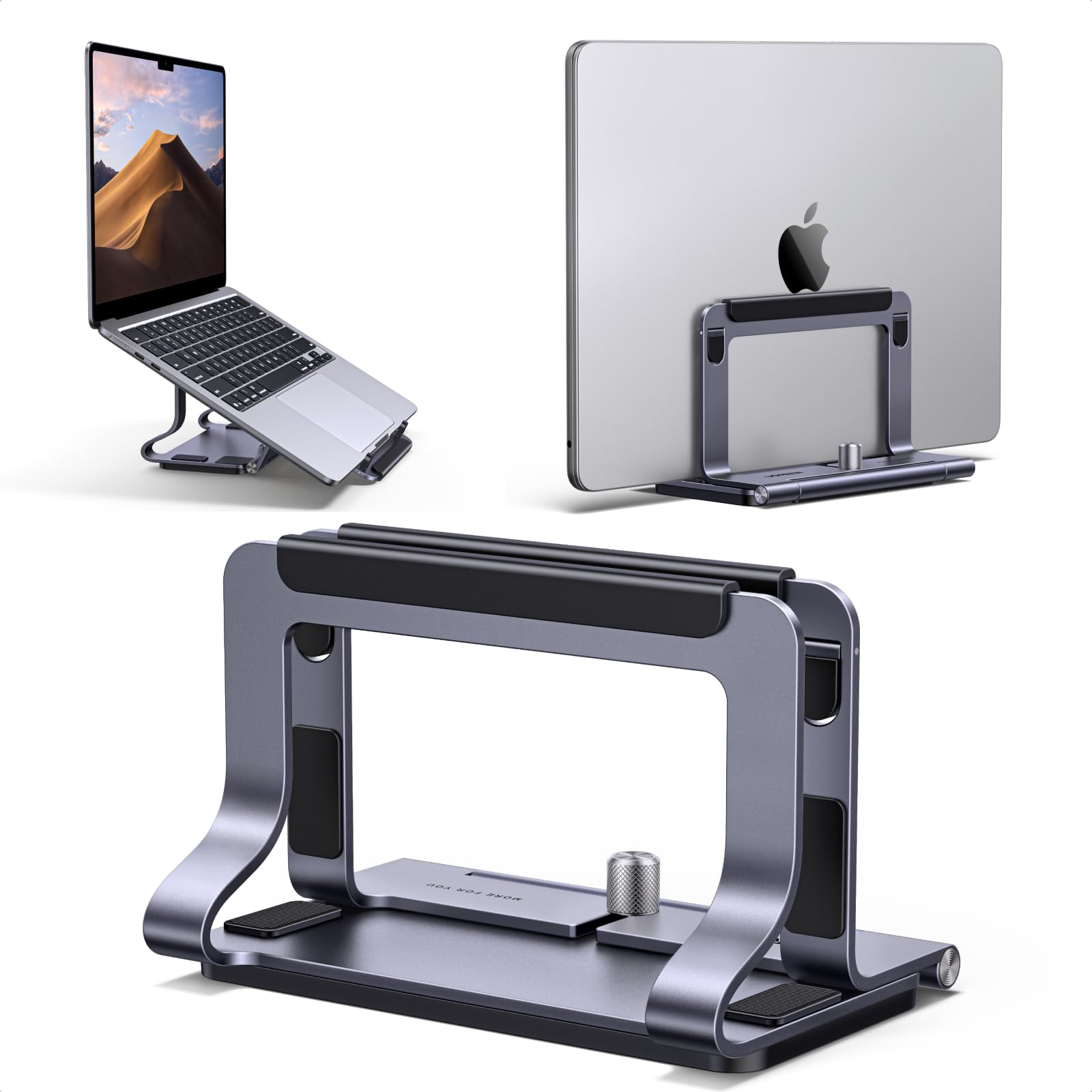 UGREEN Vertical Laptop Stand 2-in-1 Portable Aluminum Holder Riser for Desk