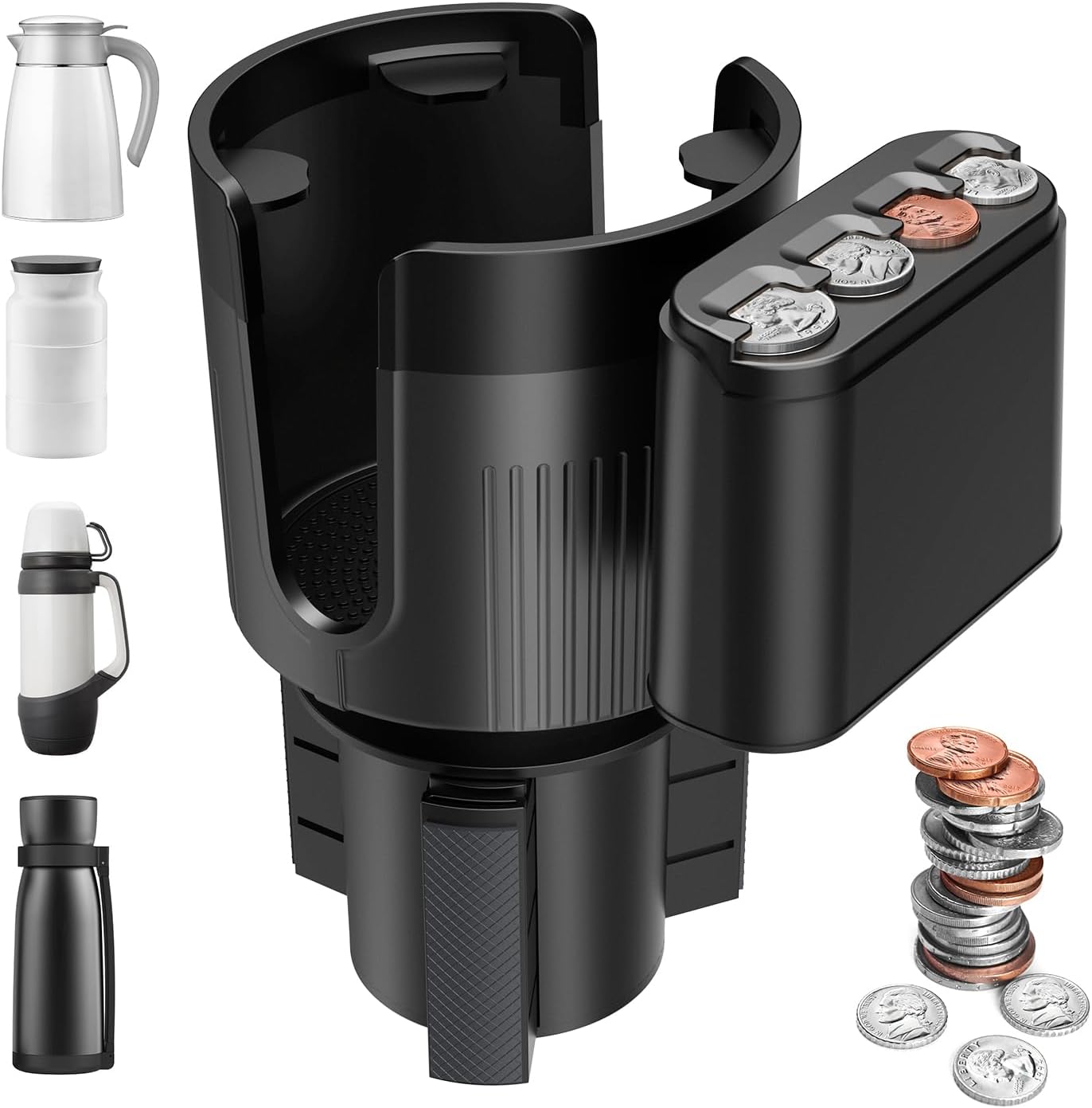 Upgraded Car Cup Holder Expander with Coin Holder, Large Cup Holder Adapter for Car