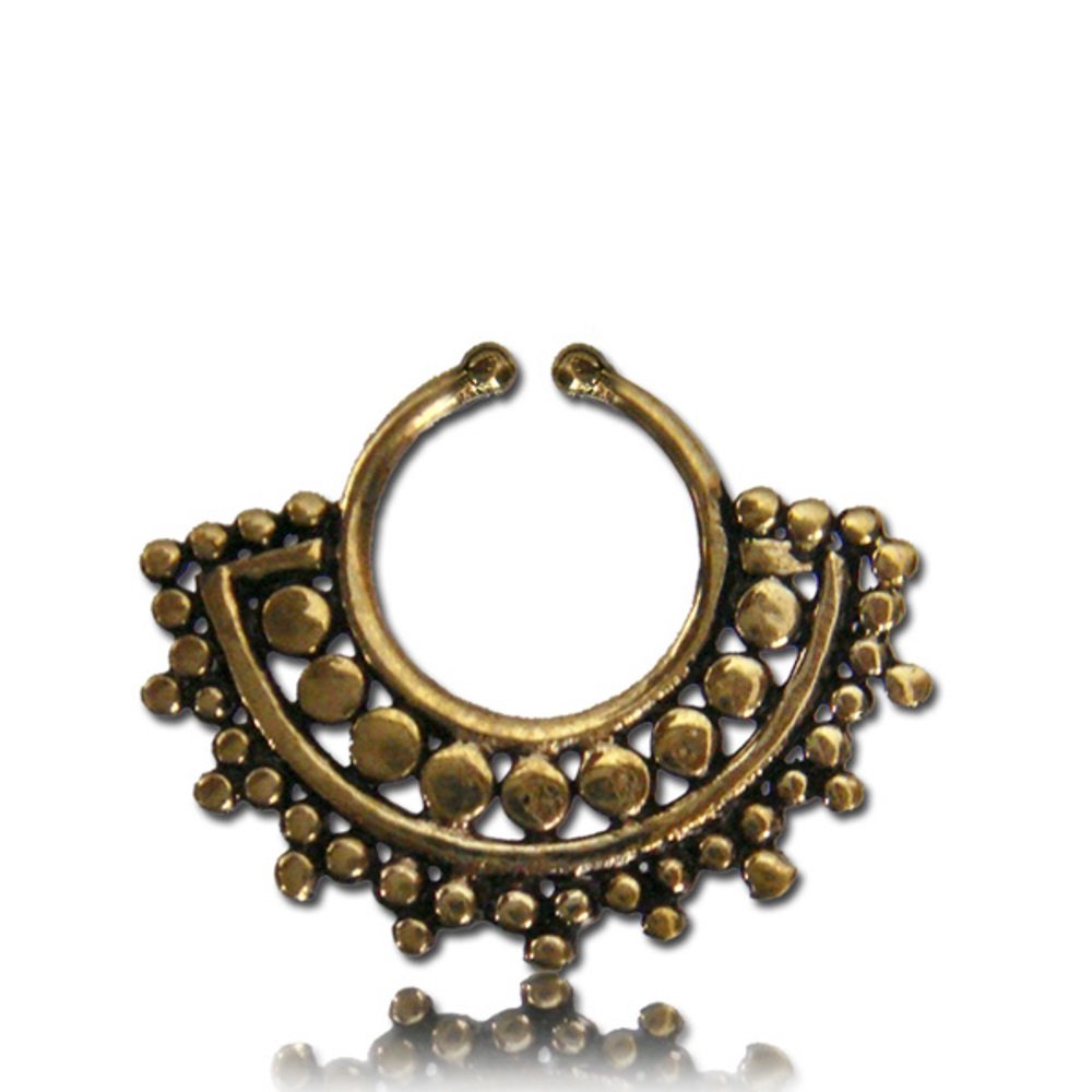 Septum Piercing Fake Nose Rings Circles Band Antique Brass Gold Exotic