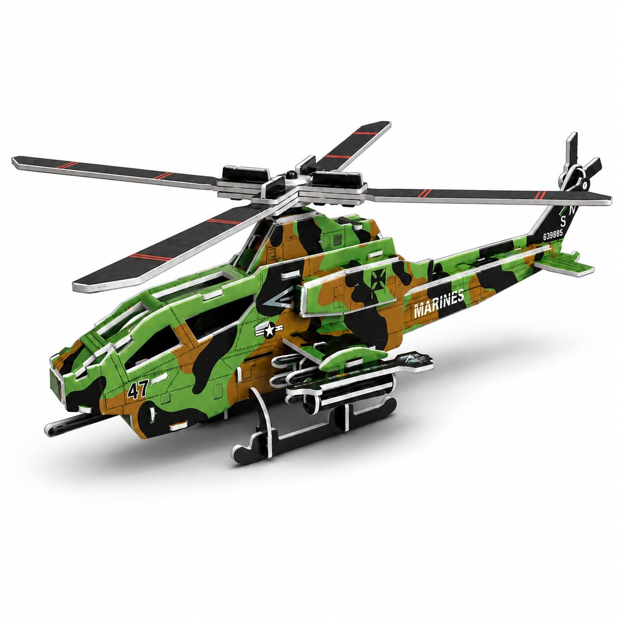 BestaFiesta 3D Military Helicopter Puzzle Model Kit - Build Your Own Army Helicopter Toy - No Glue Needed - Educational 3D Puzzle Gift for Boys Girls Kids & Adults Gifts for Him