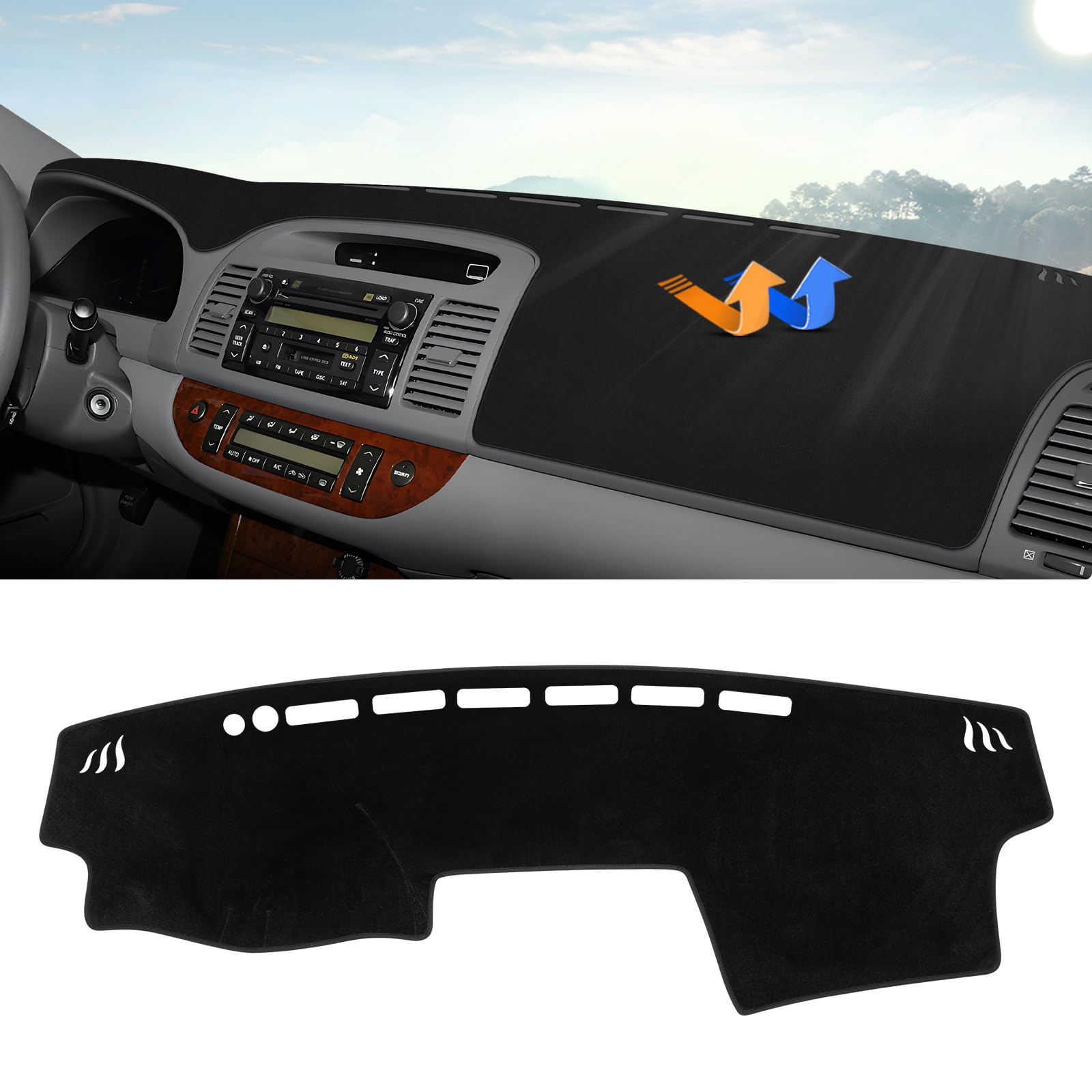 Autorder Dashboard Cover Mat for 2000-2006 Toyota Camry Accessories Dash Cover Upgrade Velvet Dash Mat Sunshade Glare UV Rays Protector