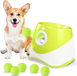 BOSERMEN Lançador De Bola Automático e Interativo Para Cães, Pequeno, Com 6 Mini Bolas De Tênis (Verde Claro)