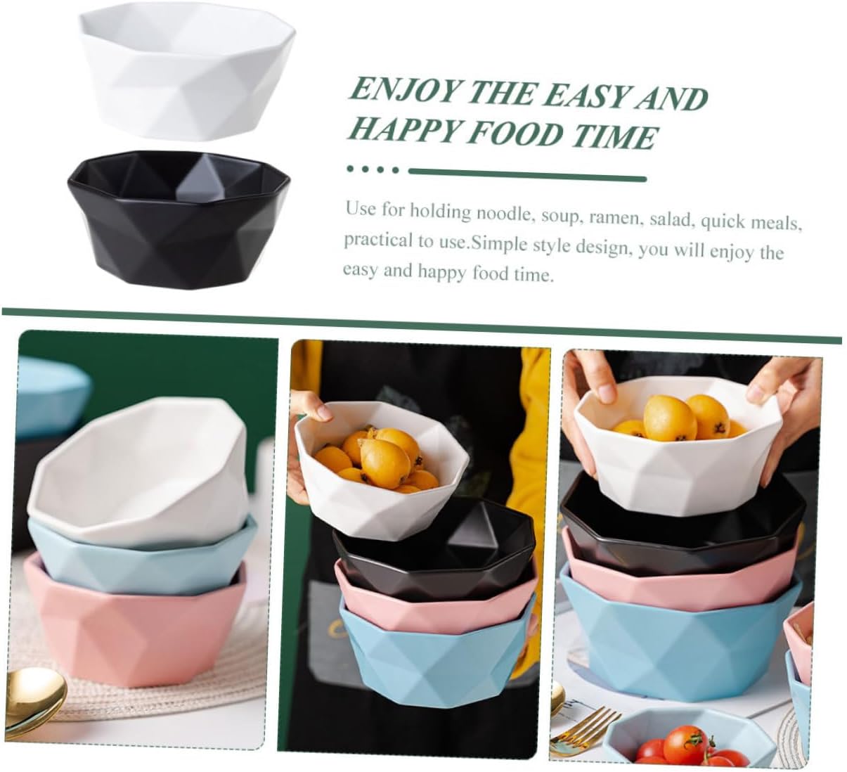 2pcs Small Ceramic Rice Serving Bowls Set, Irregular Black and White Multi-use Food Bowls for Salad, Soup, and Dinner, Sturdy Porcelain Tableware for Home Kitchen