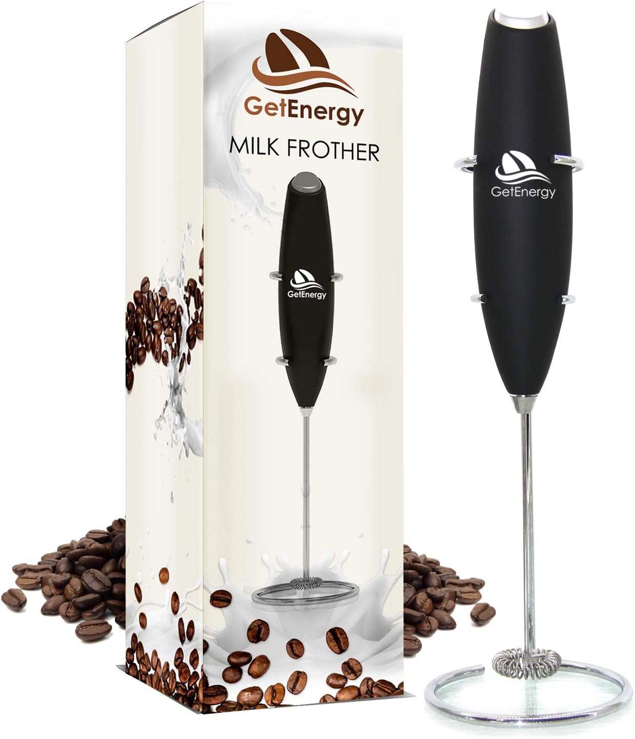 Milk Frother Handheld, Electric Foam Maker for Coffee Perfect for the Best Latte,Cappuccino, Whip Foamer,Durable Drink Mixer, Includes Stainless Steel Stand