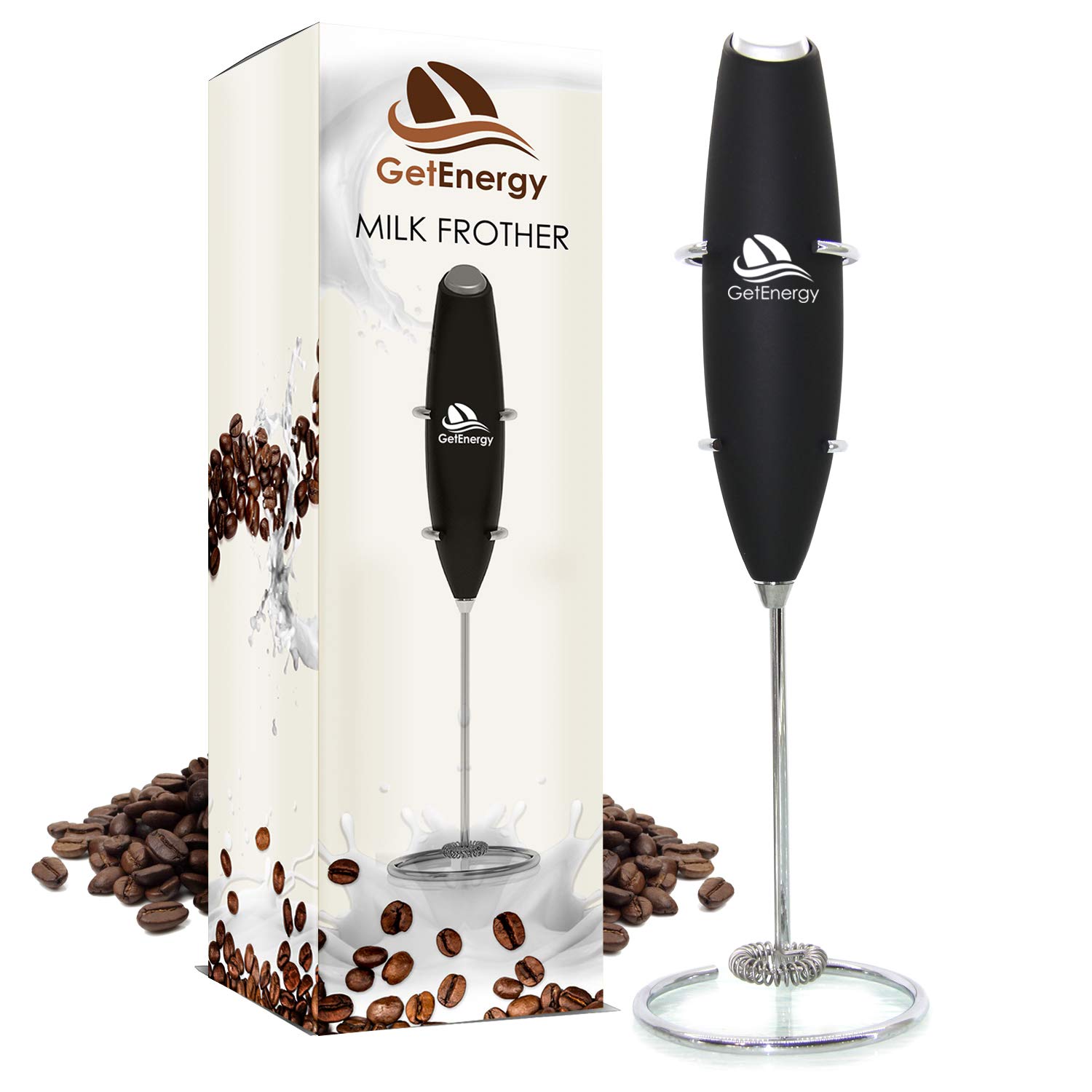 Milk Frother Handheld, Electric Foam Maker for Coffee Perfect for the Best Latte,Cappuccino, Whip Foamer,Durable Drink Mixer, Includes Stainless Steel Stand