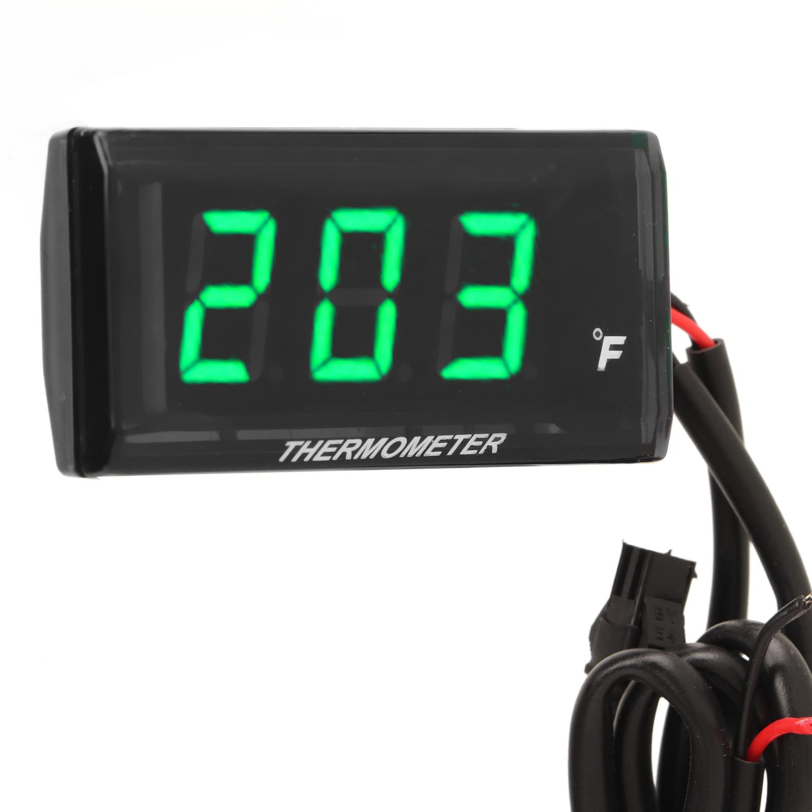 Termómetro digital para motocicleta, DC 12 V, medidor de temperatura del agua ultrafino con adaptador de sensor de 18 mm y pantalla LCD, higrómetro digital, medidor de temperatura de humedad (verde)