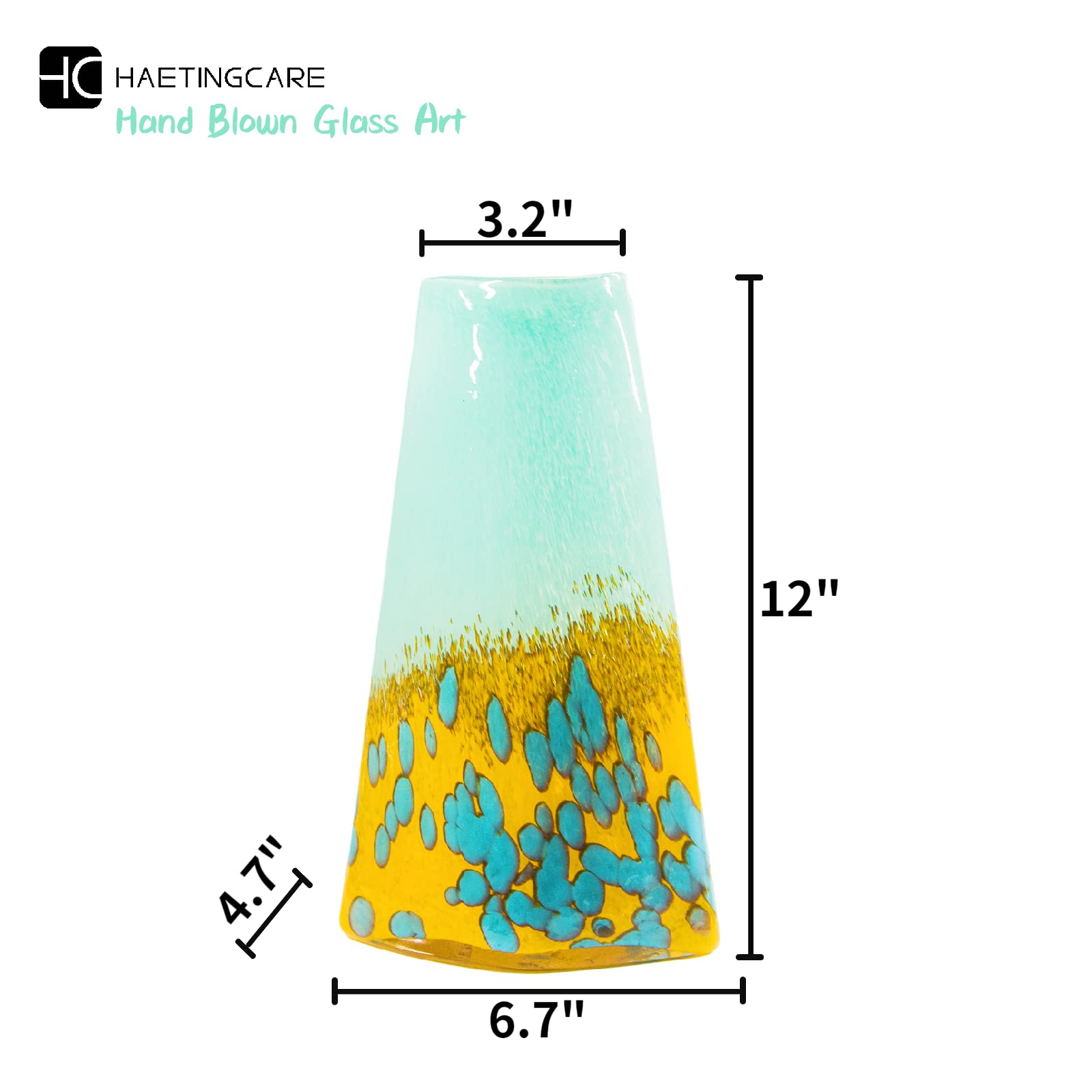 Buy Haetingcare Colored Glass Vase, Tall Glass Vase, Hand Made Glass