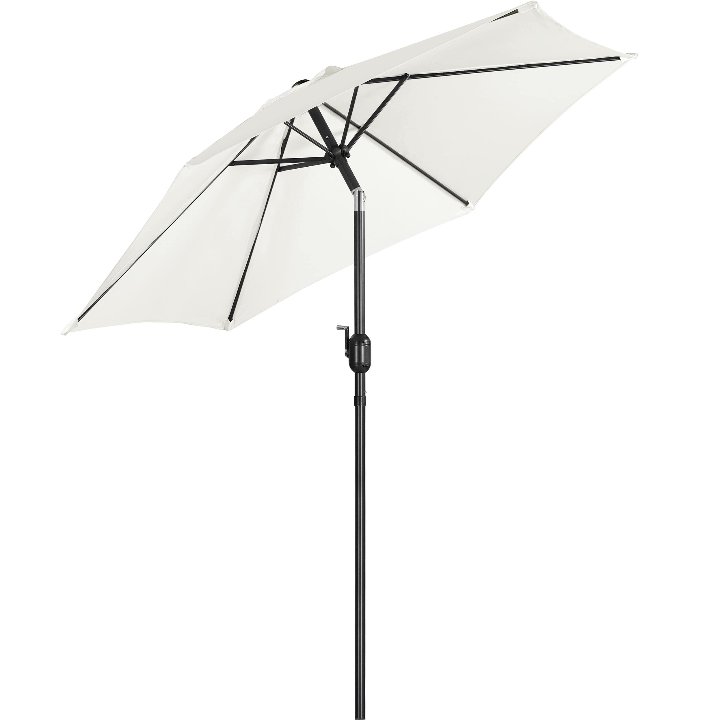 YaheetechGarden Parasol Umbrella 2.3M Patio Table Umbrella Outdoor Sun Shade for Garden with Crank Handle & 6 Metal Ribs for Backyard/Deck - Cream