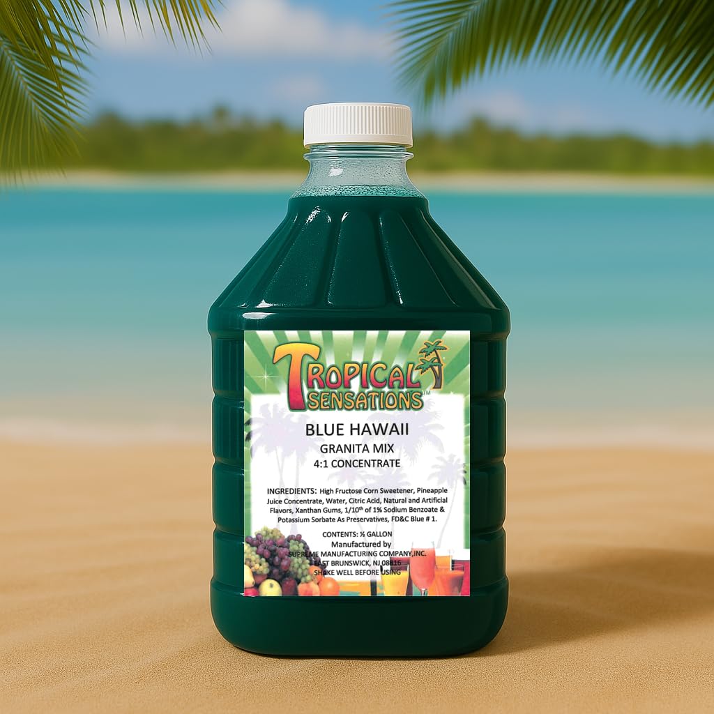 Tropical Sensations Blue Hawaii Granita Slushie Mix – 6 Bottles, 64 oz Each – Non-Alcoholic Frozen Drink Mix for Slush Machines – Bulk Case