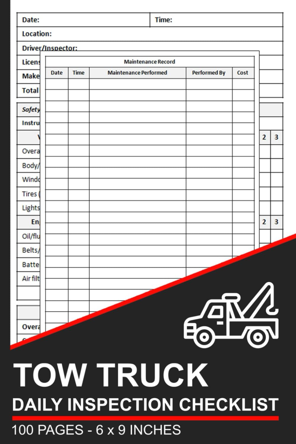 Tow Truck Daily Inspection Checklist Tow Truck Inspection Report Book