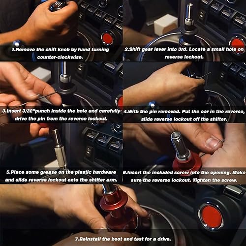 Miniatura 7 de Billet Pomo de palanca de cambios de aluminio con bloqueo inverso, perilla de palanca de cambios de aleación de aluminio, palanca de bloqueo